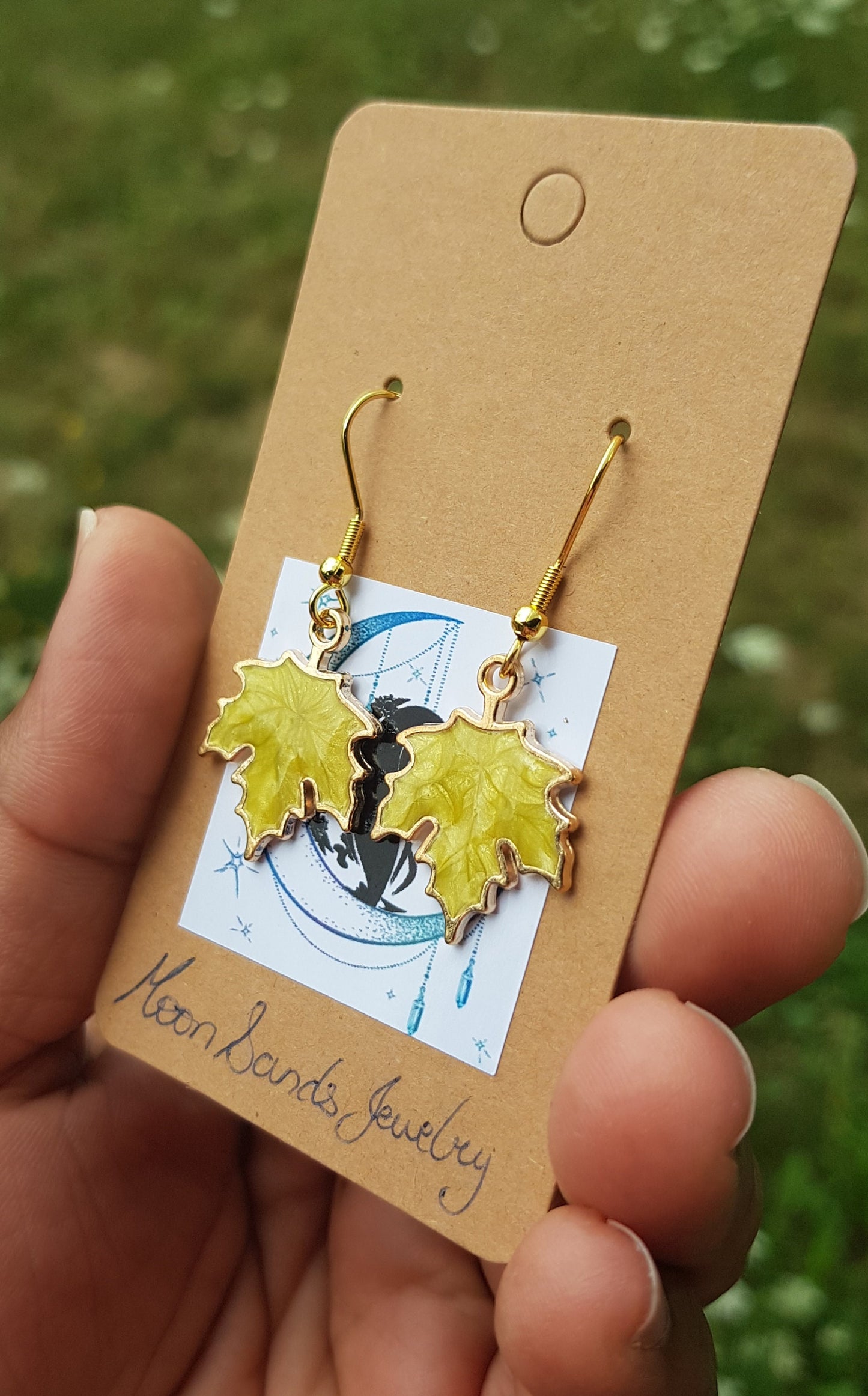 Yellow Maple Leaf Earrings - Hypoallergenic Handmade Canada Souvenir Gift