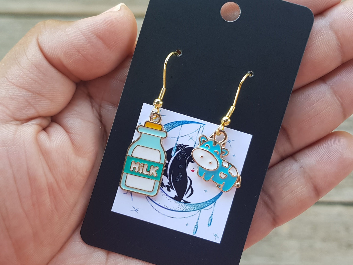 Milk Cow Mismatched Earrings - Hypoallergenic Cow Milk Bottle Earrings - Cow Cowgirl Gifts