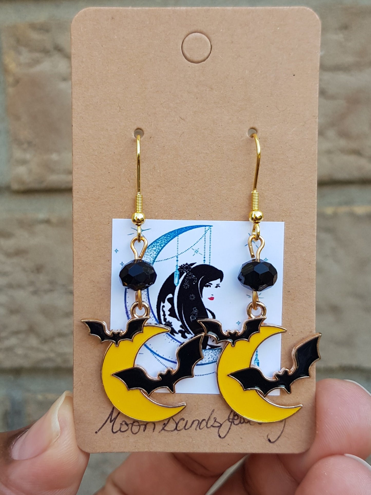 Halloween Bat Earrings - Hypoallergenic Crescent Moon Earrings - Gothic Witchy Gifts