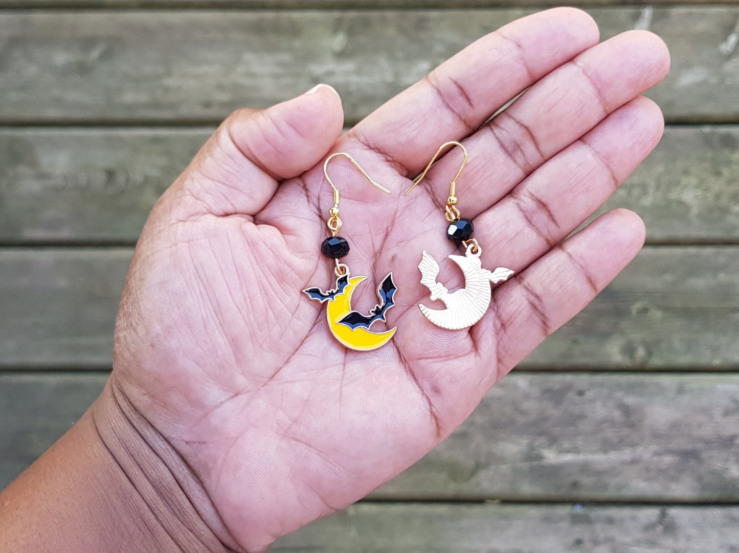 Halloween Bat Earrings - Hypoallergenic Crescent Moon Earrings - Gothic Witchy Gifts