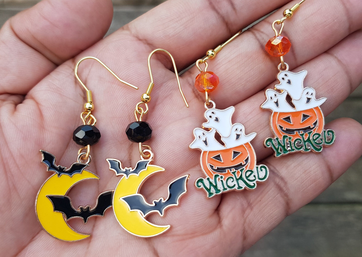 Halloween Bat Earrings - Hypoallergenic Crescent Moon Earrings - Gothic Witchy Gifts