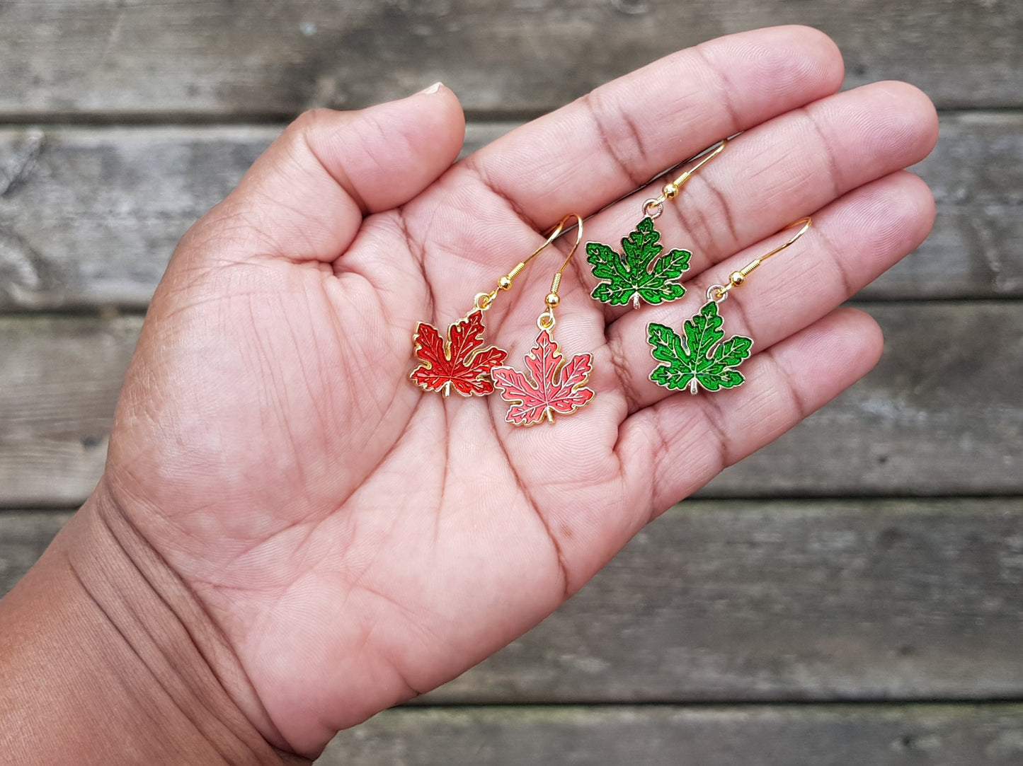 Ruby Red Maple Leaf Earrings - Hypoallergenic Handmade Gift - Canada Souvenir Jewelry