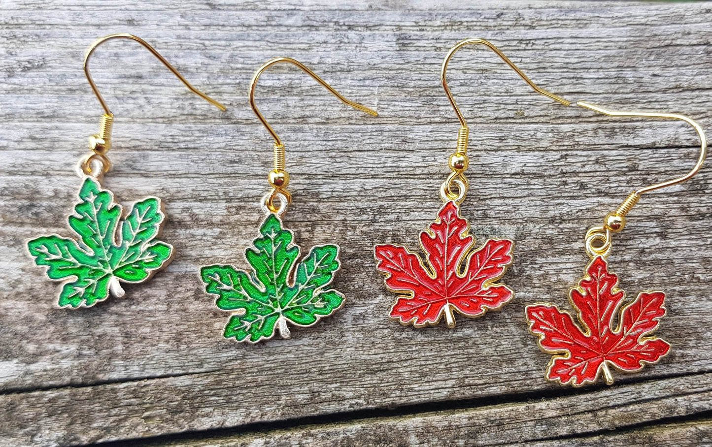 Emerald Green Maple Leaf Earrings - Hypoallergenic Handmade Canada Souvenir Gift