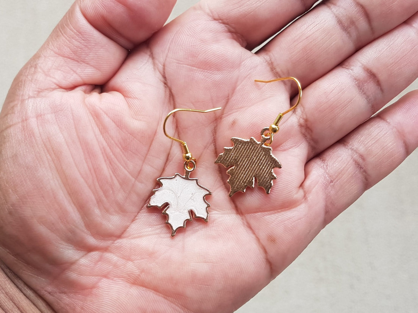 White Maple Leaf Earrings - Hypoallergenic Handmade Canadian Souvenir Gift