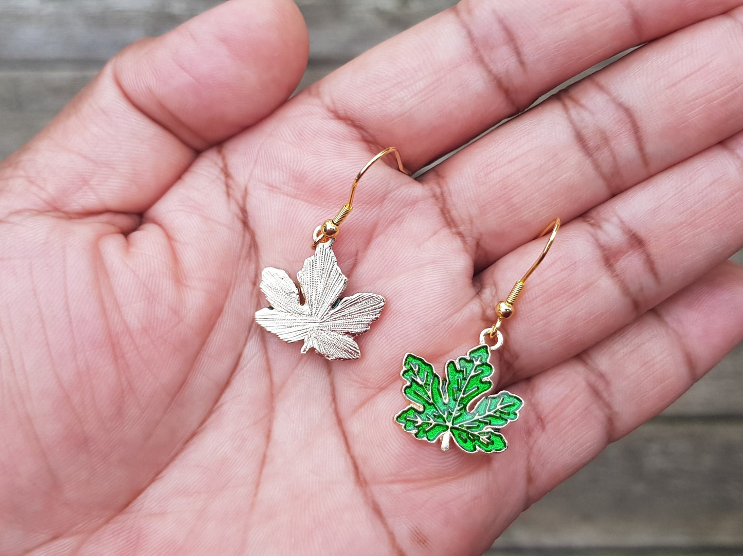 Emerald Green Maple Leaf Earrings - Hypoallergenic Handmade Canada Souvenir Gift