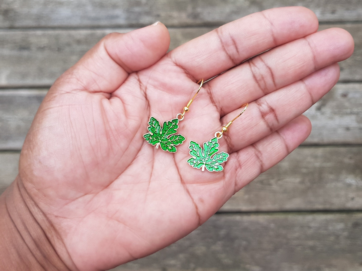 Emerald Green Maple Leaf Earrings - Hypoallergenic Handmade Canada Souvenir Gift