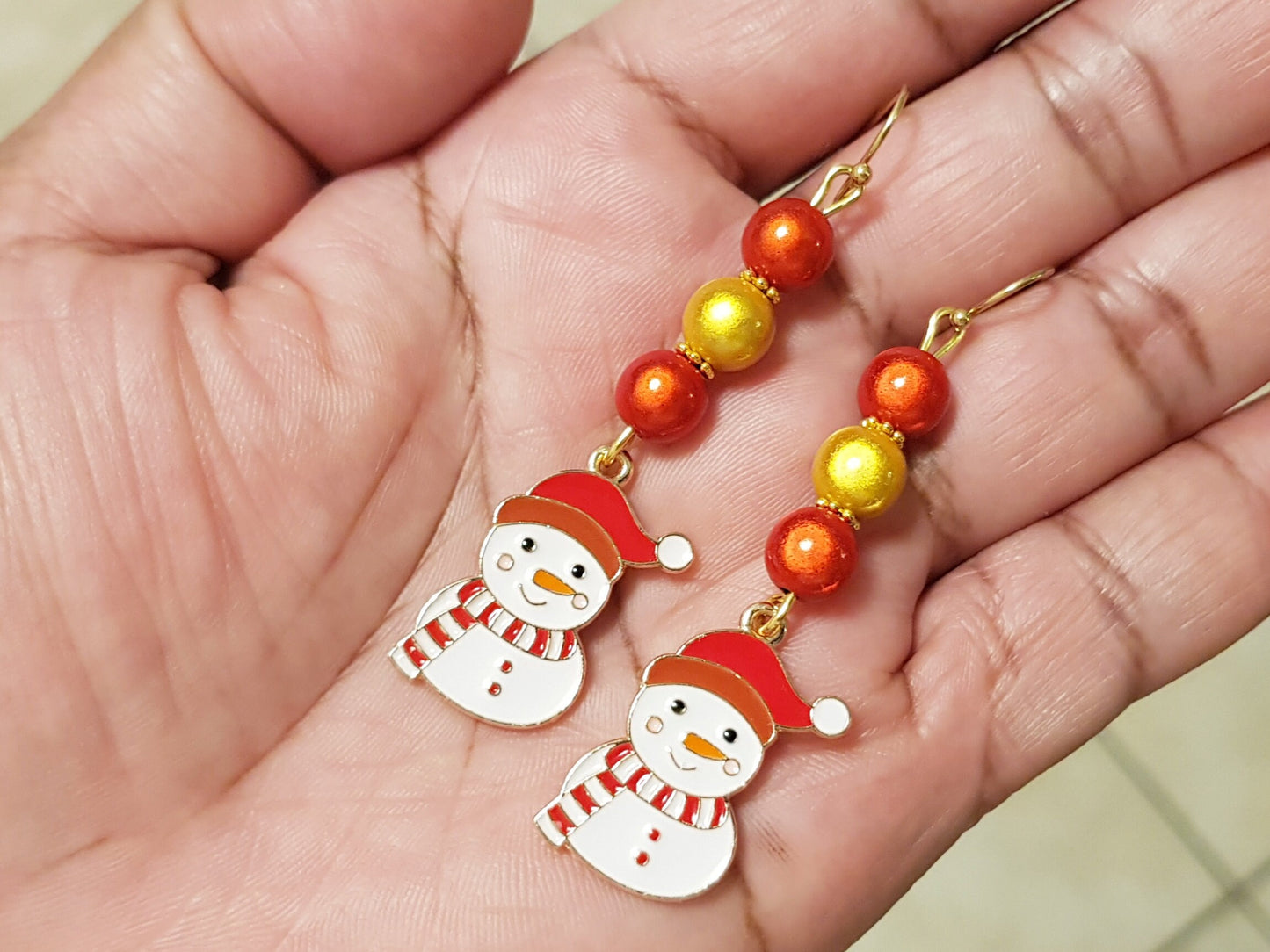 Snowman Earrings -  Hypoallergenic Handmade Christmas Gift -  Titanium Earrings - Christmas Earrings -  Holiday Gifts -  Festive Jewelry