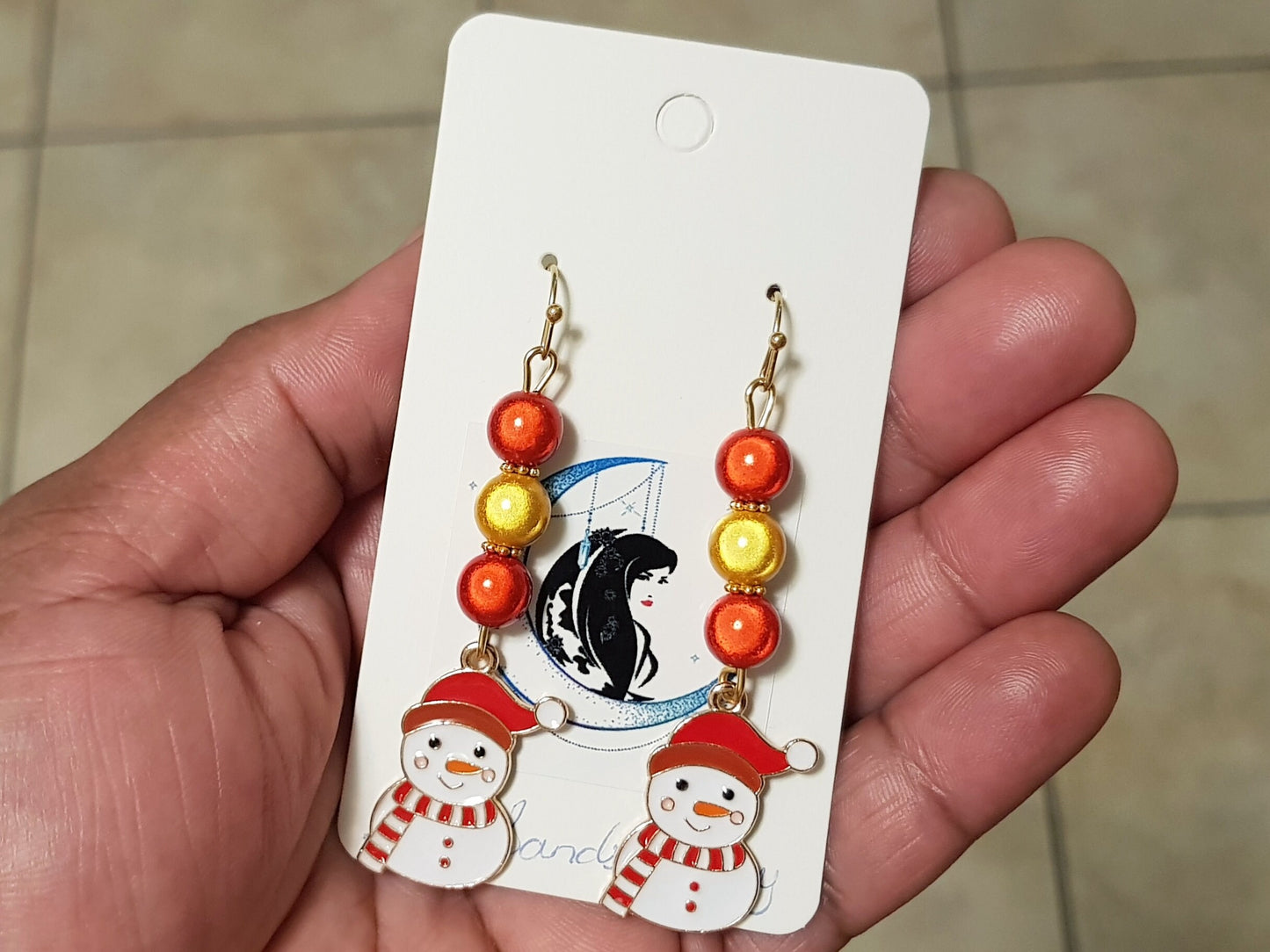 Snowman Earrings -  Hypoallergenic Handmade Christmas Gift -  Titanium Earrings - Christmas Earrings -  Holiday Gifts -  Festive Jewelry