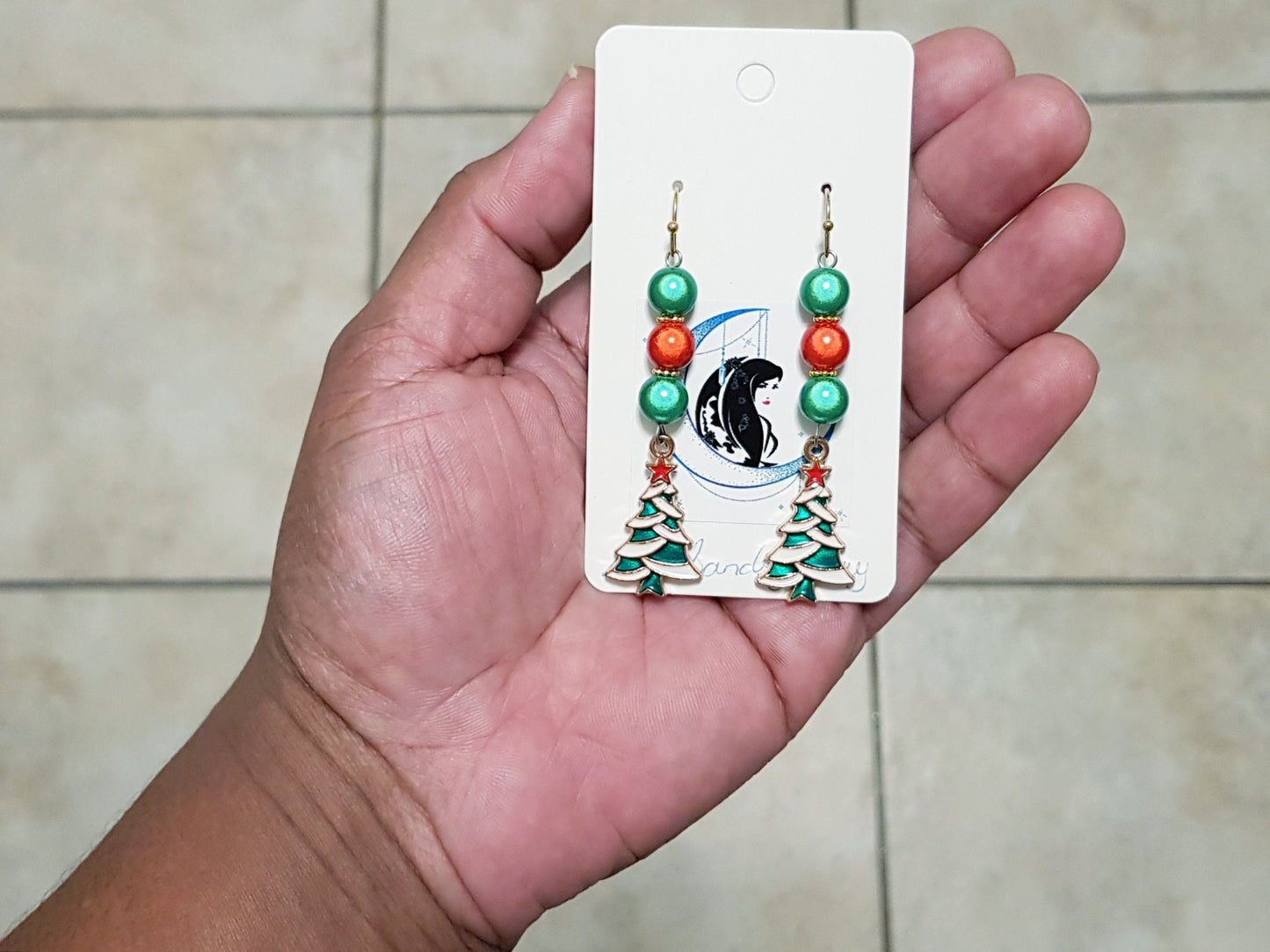 Handmade Christmas Tree Earrings - Hypoallergenic Christmas Earrings