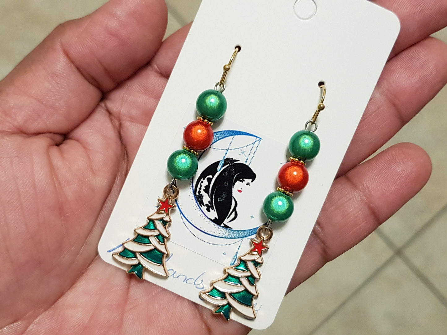 Handmade Christmas Tree Earrings - Hypoallergenic Christmas Earrings