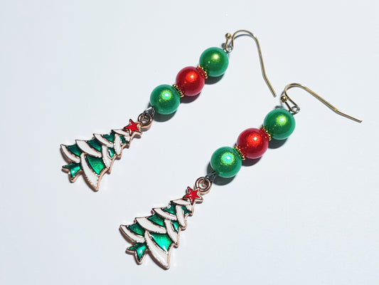 Handmade Christmas Tree Earrings - Hypoallergenic Christmas Earrings