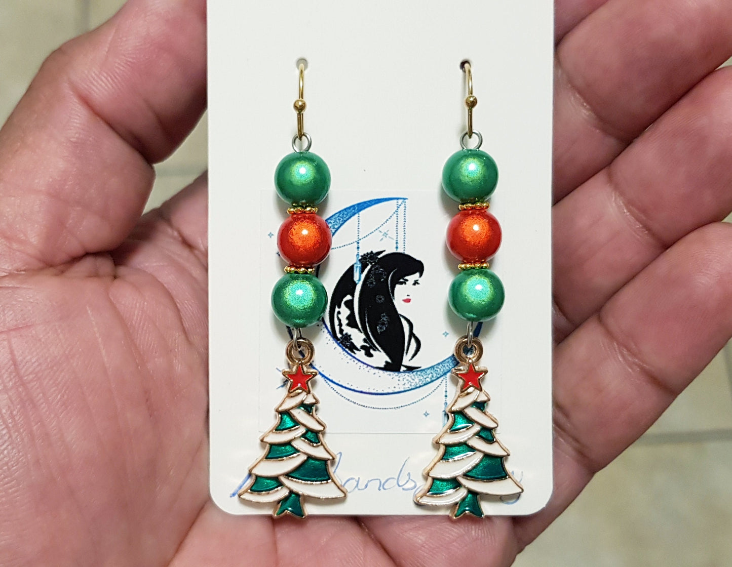 Handmade Christmas Tree Earrings - Hypoallergenic Christmas Earrings