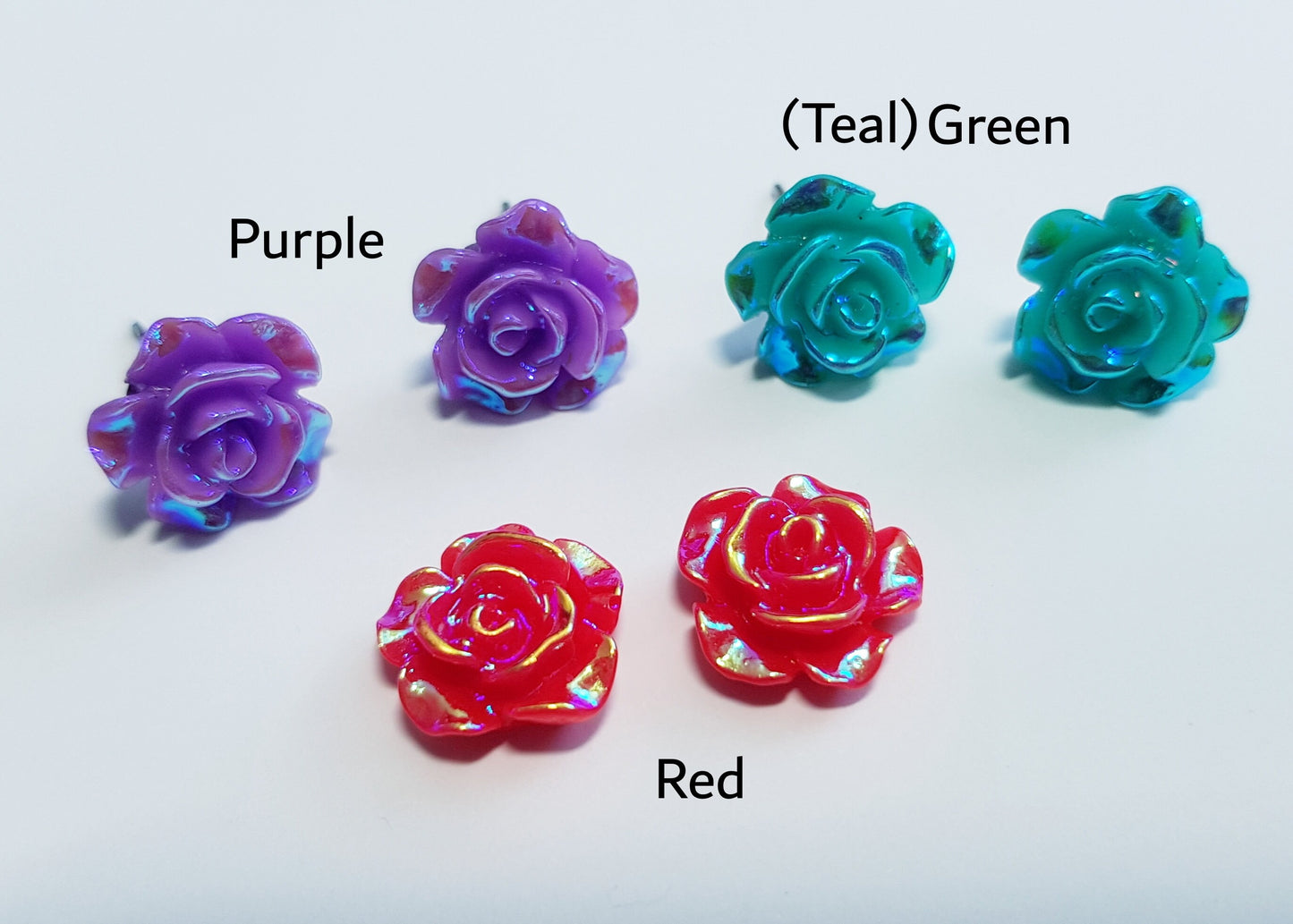 Titanium Rose Flower Studs - Hypoallergenic Surgical Steel , Titanium or Acrylic Studs