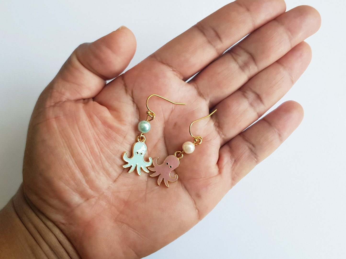 Mismatched Octopus Earrings - Hypoallergenic Trans Pride Earrings - LGBTQ+ Jewelry - Coming Out Jewelry