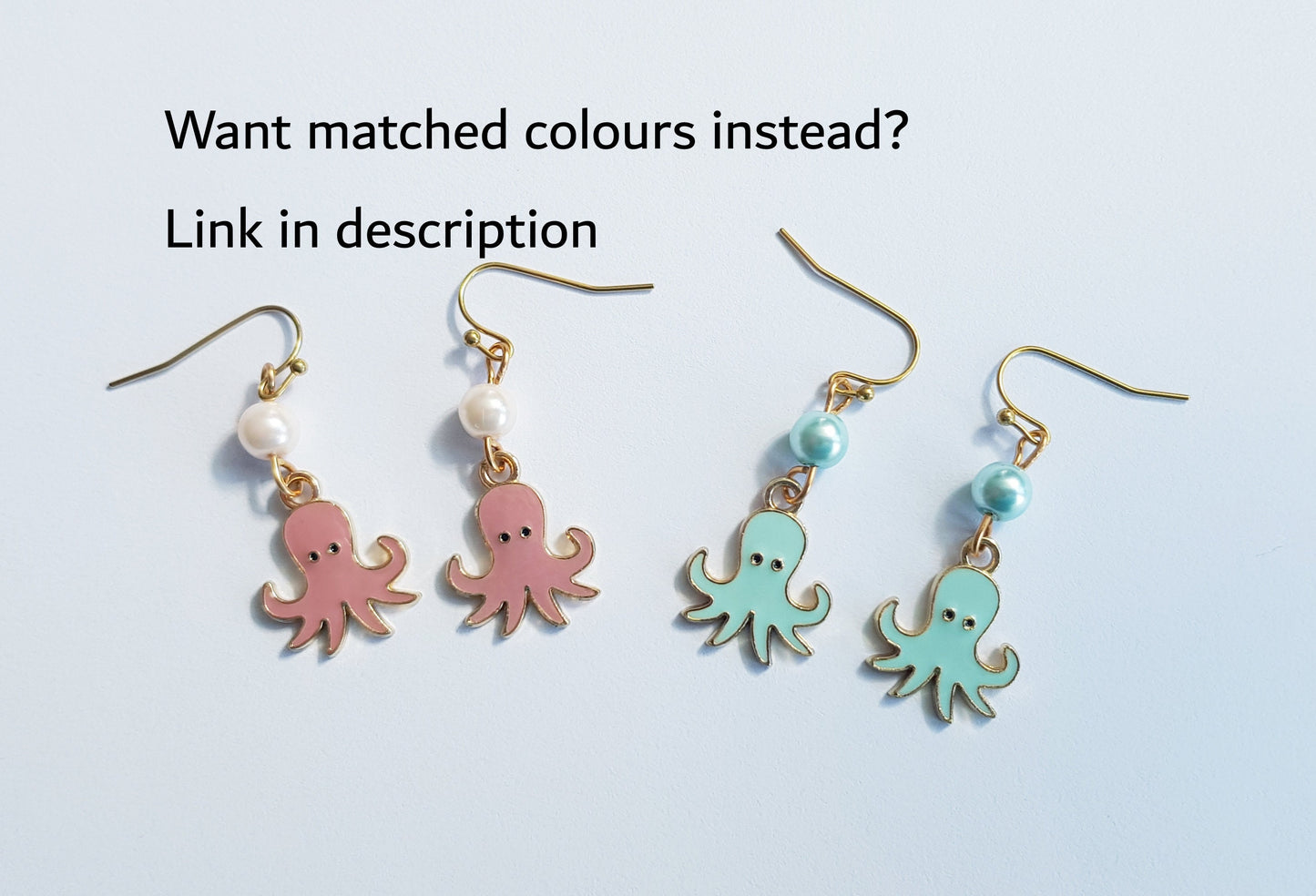 Mismatched Octopus Earrings - Hypoallergenic Trans Pride Earrings - LGBTQ+ Jewelry - Coming Out Jewelry