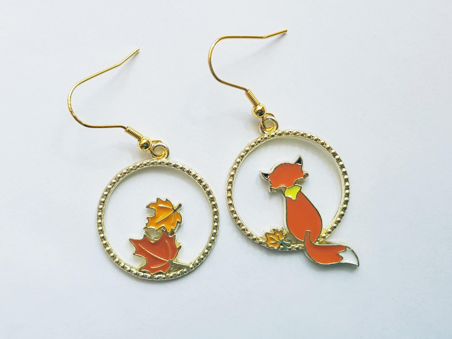 Fox Earrings - Hypoallergenic Maple Leaf Hoop Earrings - Canada Souvenir Gift