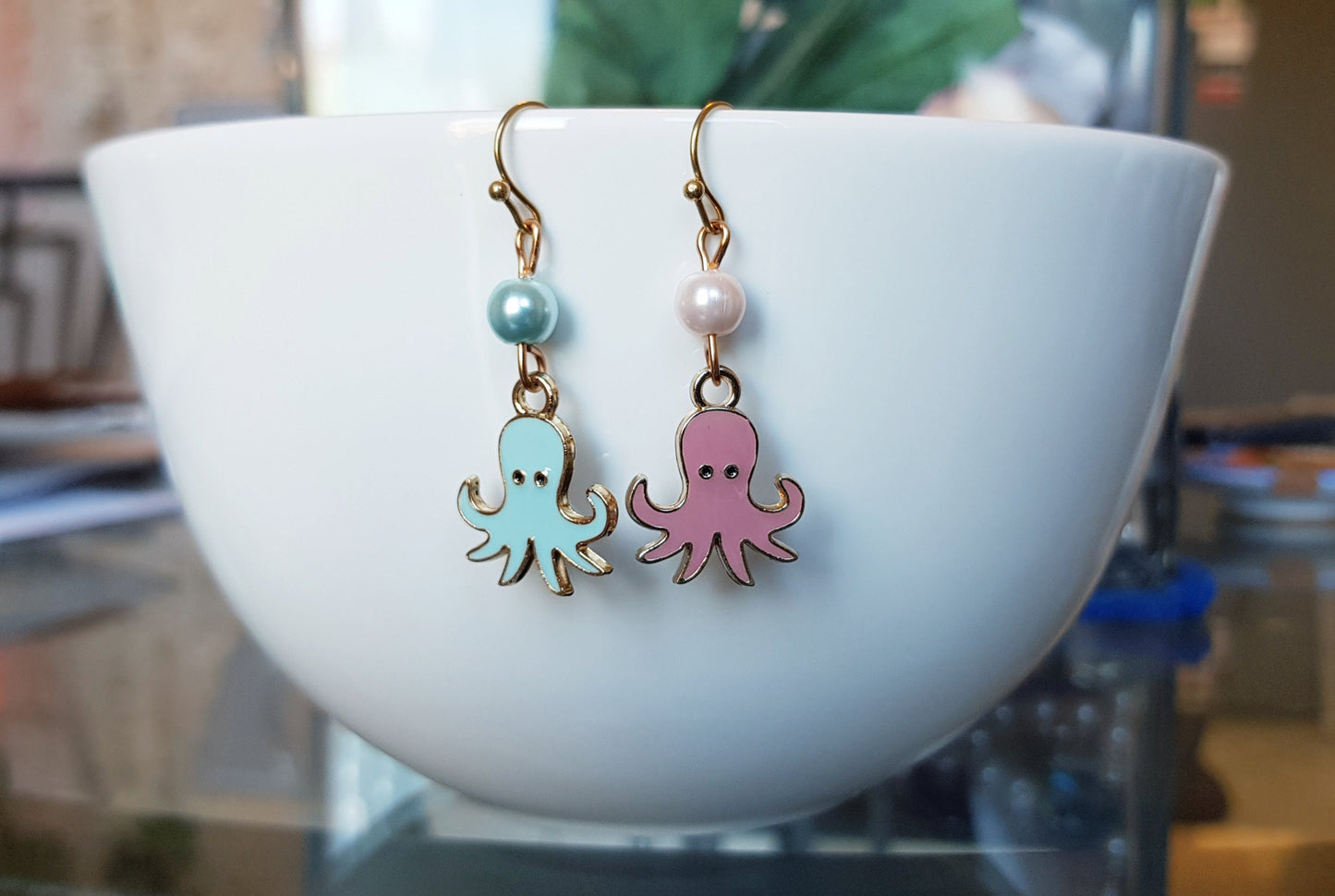 Mismatched Octopus Earrings - Hypoallergenic Trans Pride Earrings - LGBTQ+ Jewelry - Coming Out Jewelry