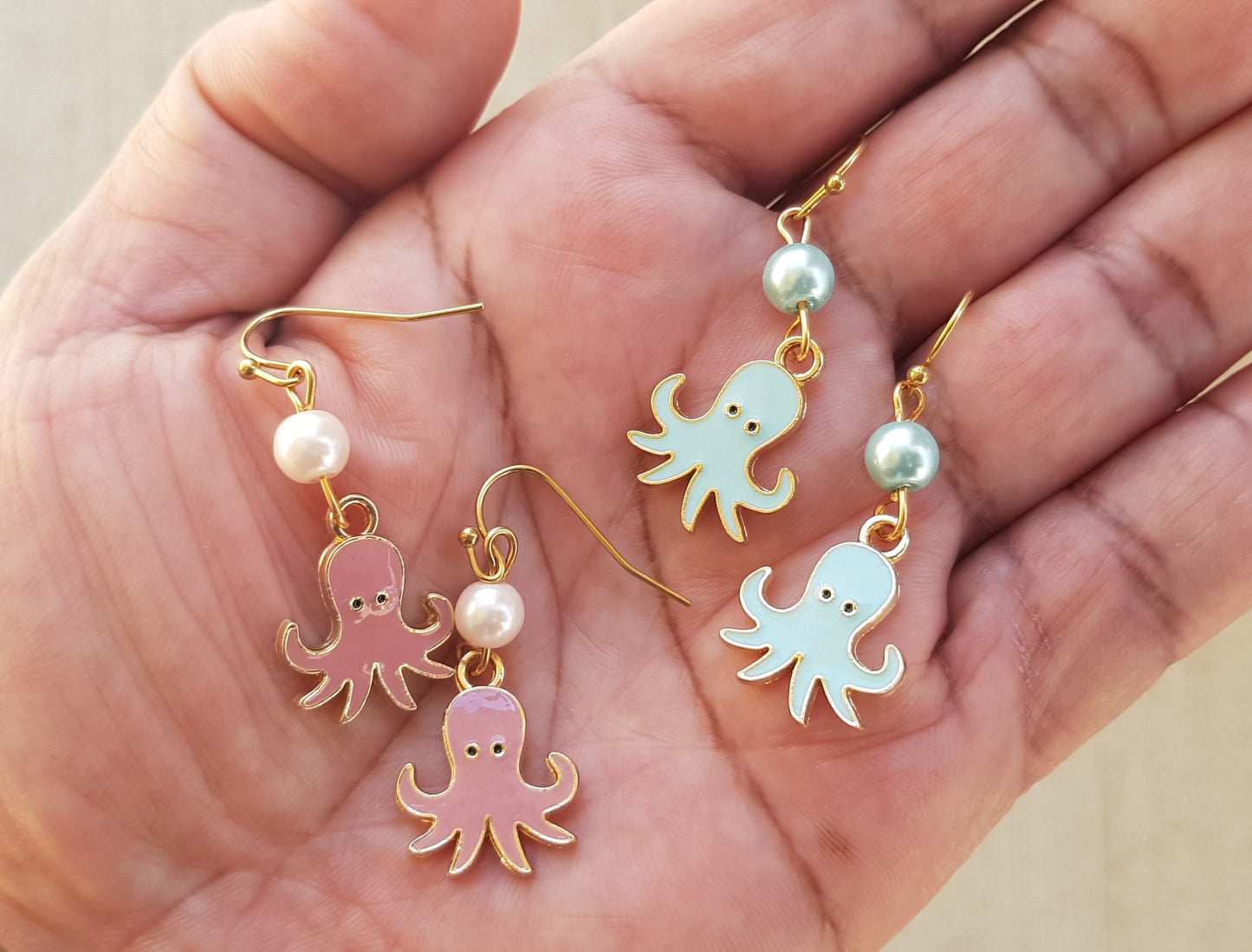 Cute Octopus Earrings - Hypoallergenic Handmade Octopus Gift -  Marine Life Jewelry