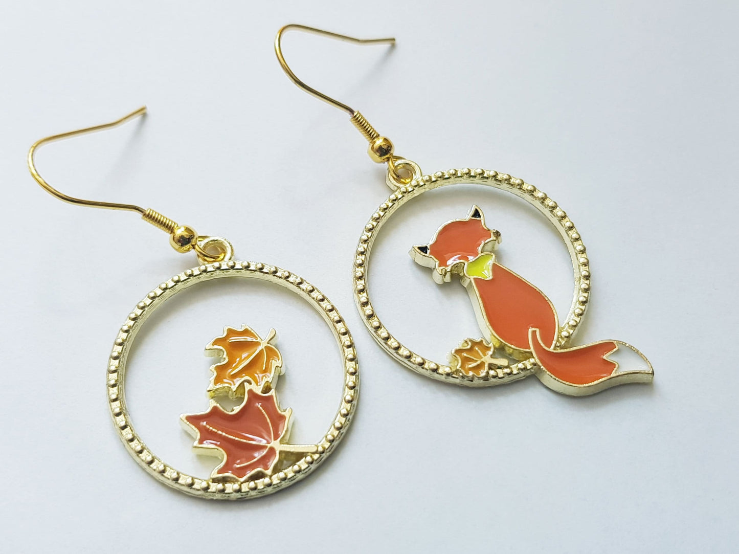 Fox Earrings - Hypoallergenic Maple Leaf Hoop Earrings - Canada Souvenir Gift