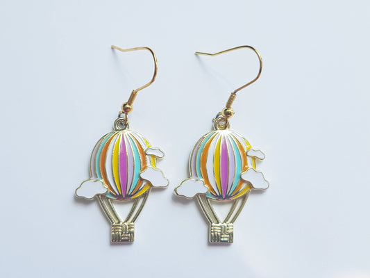 Handmade Hot Air Balloon Earrings - Hypoallergenic Travel Jewelry