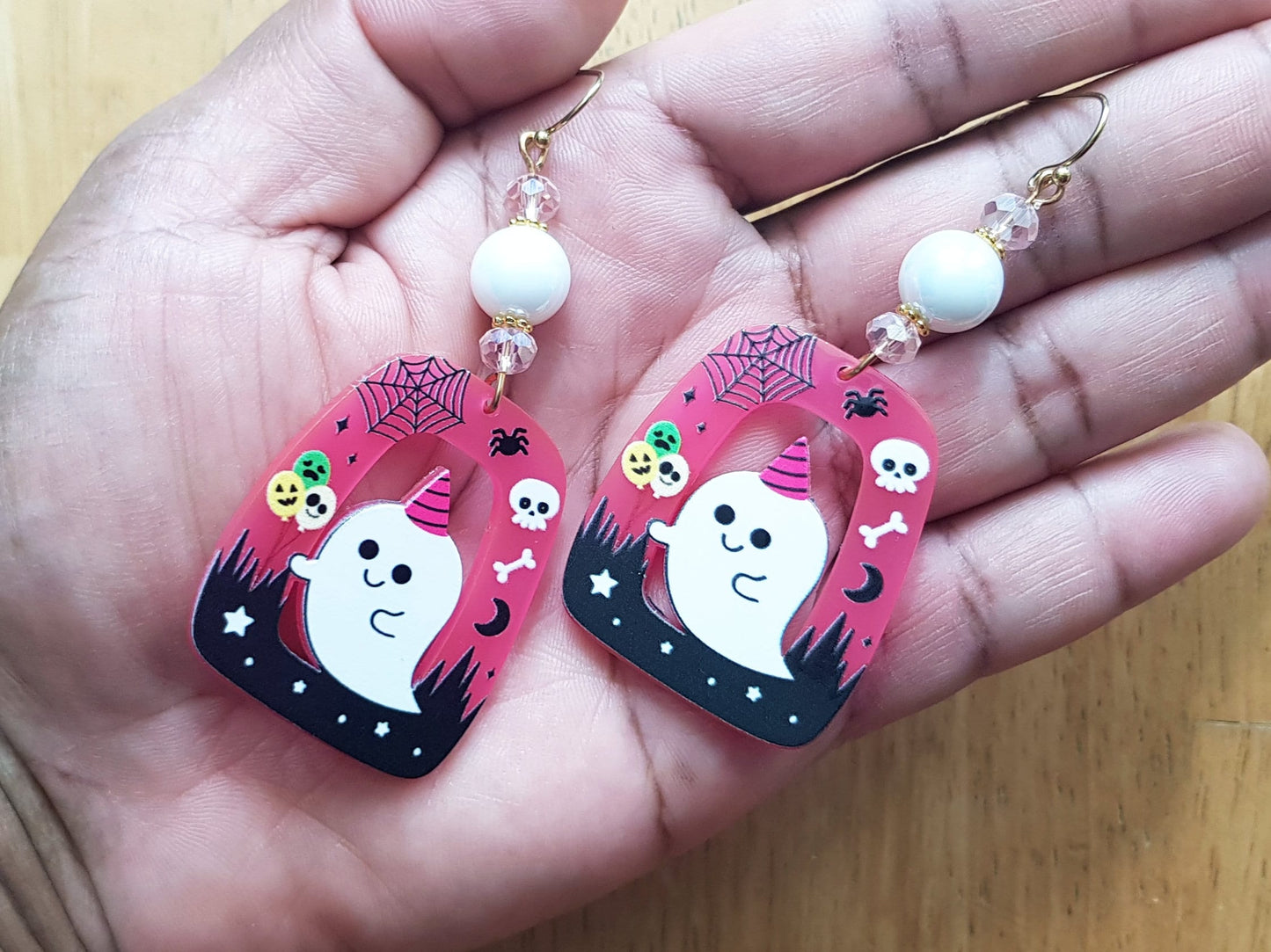 Halloween Ghost Earrings -  Hypoallergenic Witchy Earrings -  Handmade Halloween Gift