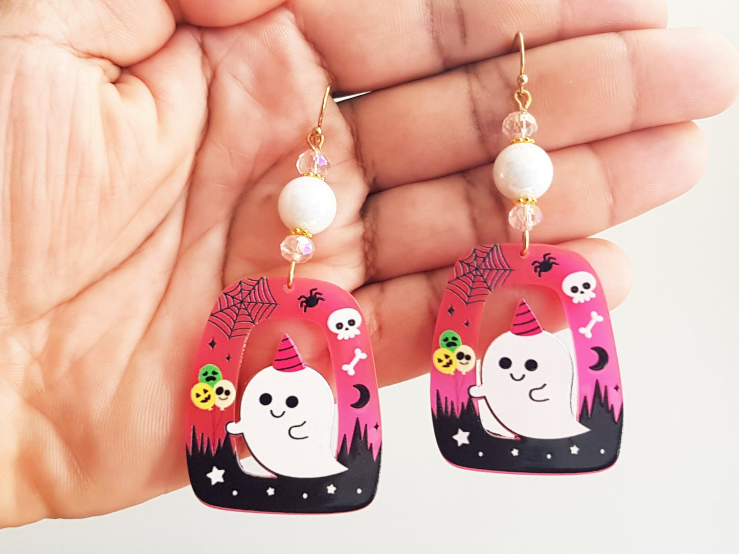 Halloween Ghost Earrings -  Hypoallergenic Witchy Earrings -  Handmade Halloween Gift