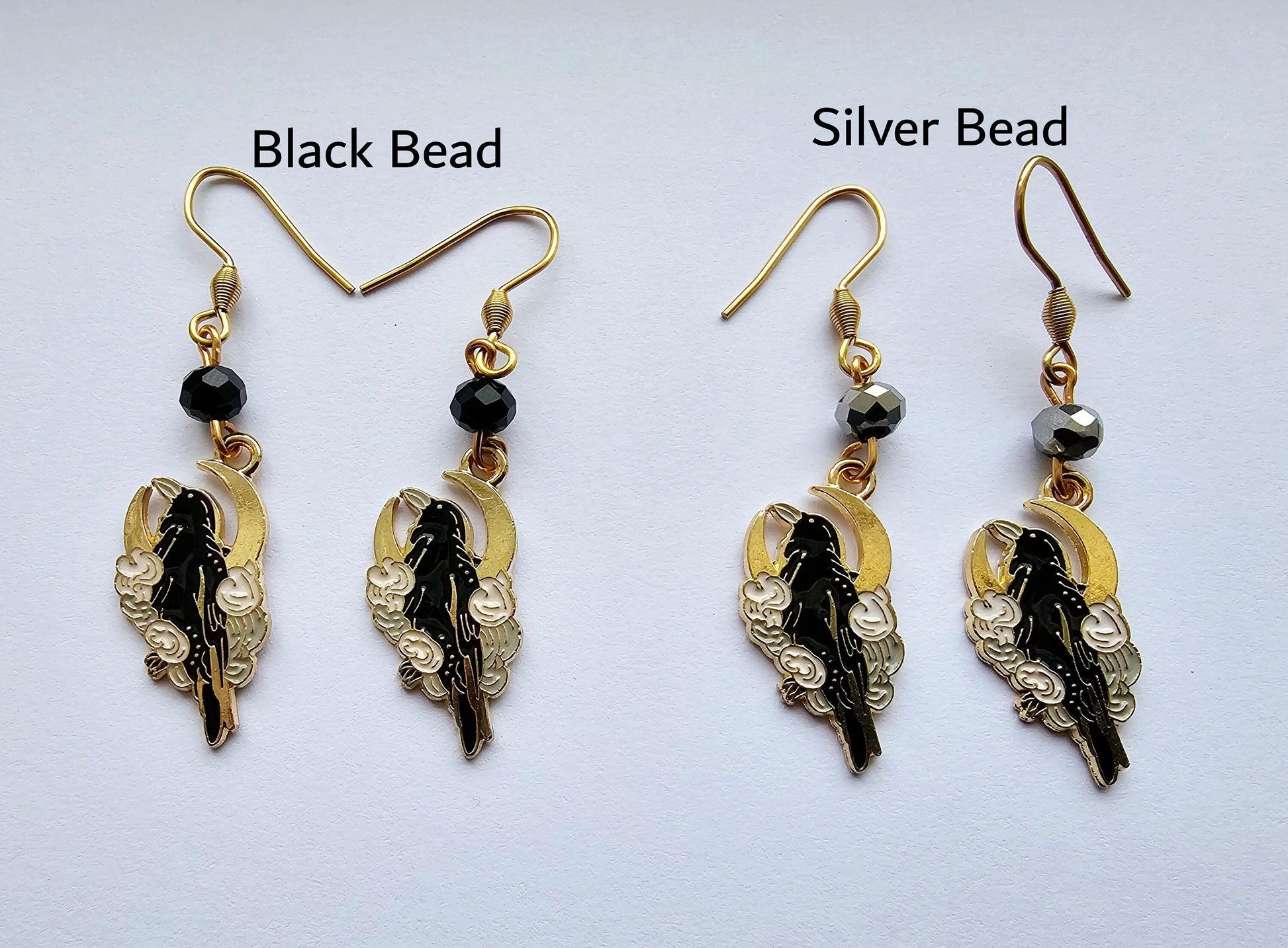 Silver bead or black bead options.