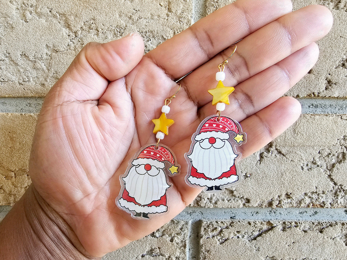 Handmade Christmas Gnome Earrings - Hypoallergenic Santa Claus Christmas Earrings - Festive Holiday Gifts