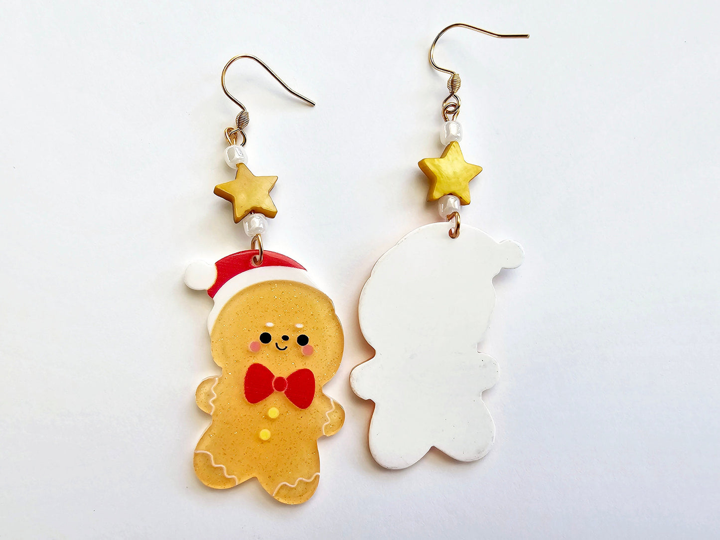 Handmade Gingerbread Cookie Earrings - Gingerbread Man Earrings - Hypoallergenic Christmas Earrings