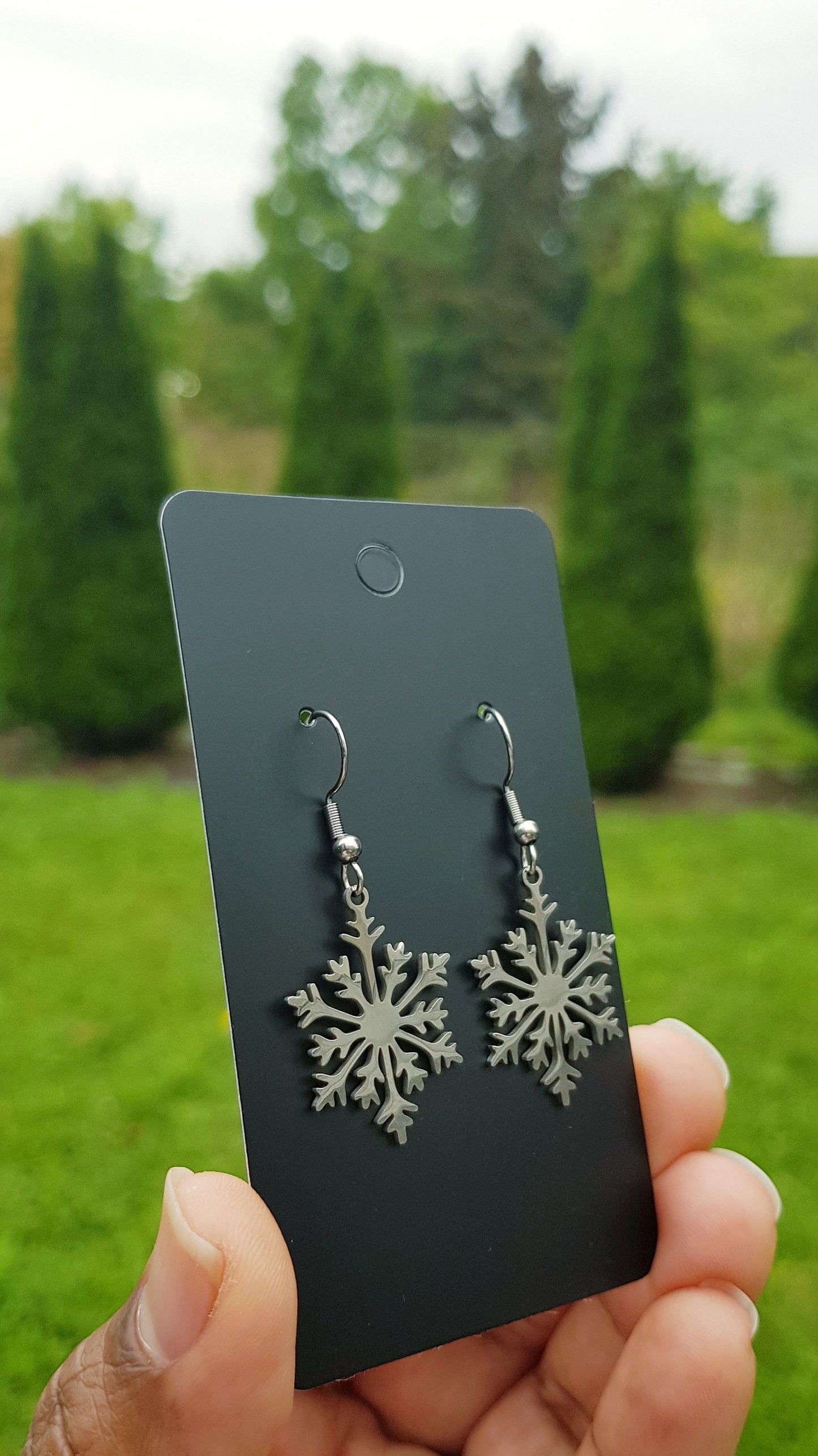 Silver Snowflake Earrings - Hypoallergenic Handmade Stainless Steel Earrings