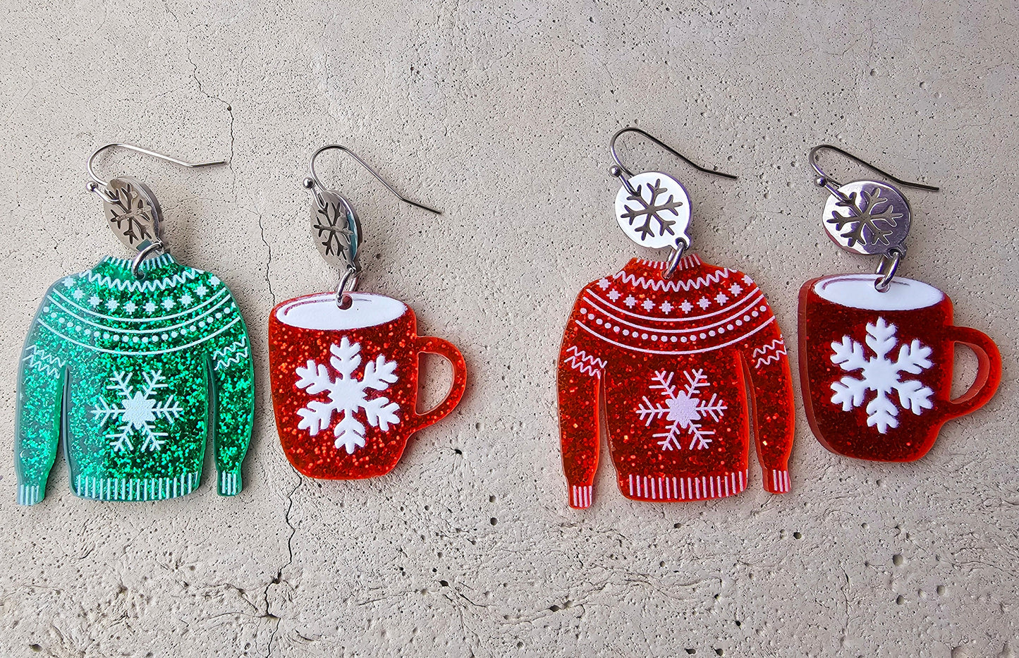 Lovely snowflake detail. Snowflake earrings.