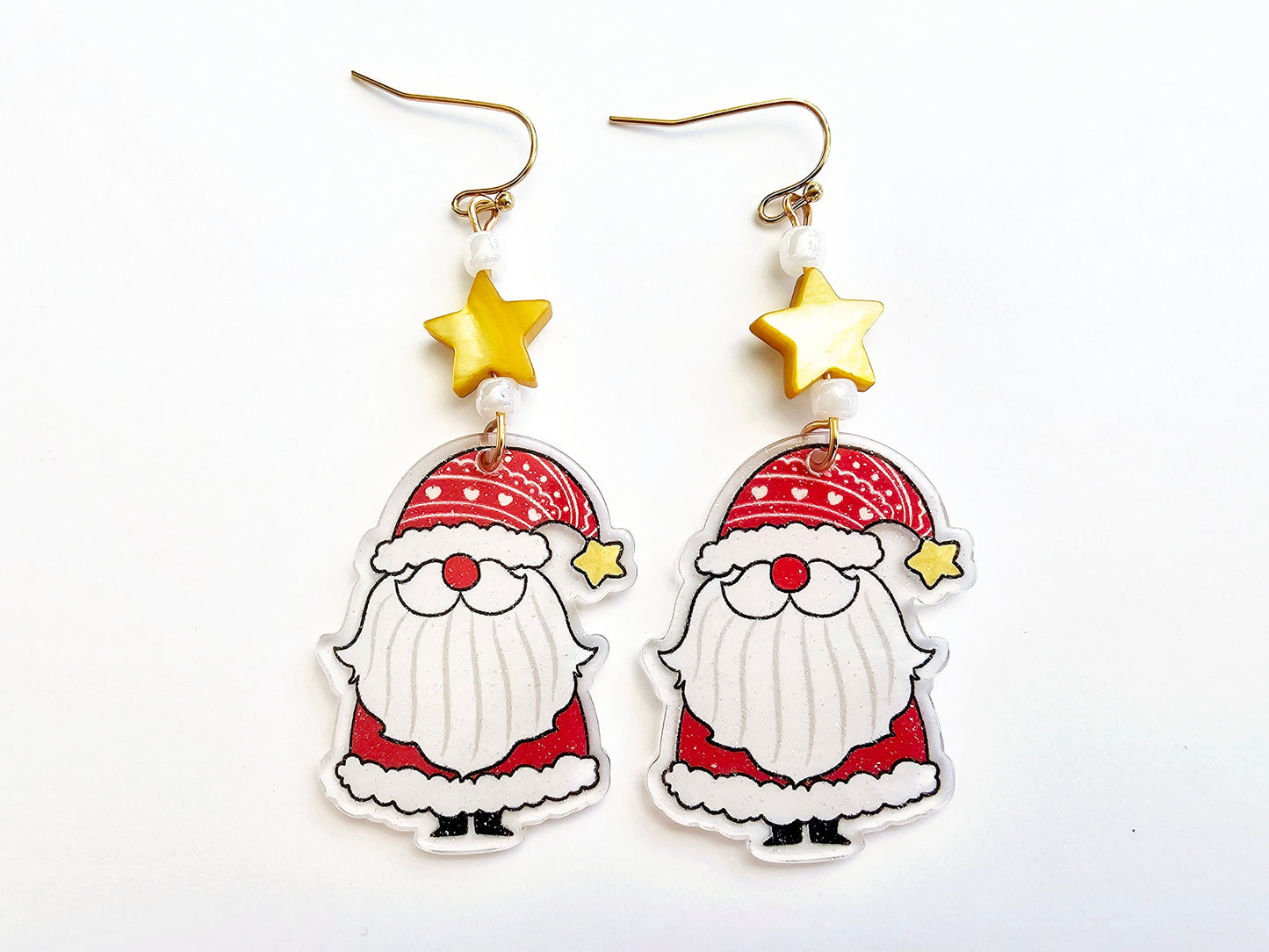 Handmade Christmas Gnome Earrings - Hypoallergenic Santa Claus Christmas Earrings - Festive Holiday Gifts