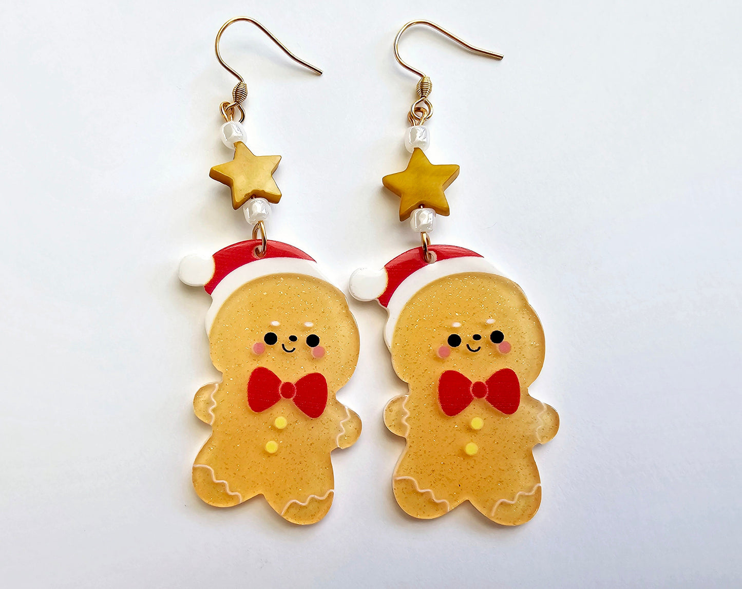 Handmade Gingerbread Cookie Earrings - Gingerbread Man Earrings - Hypoallergenic Christmas Earrings