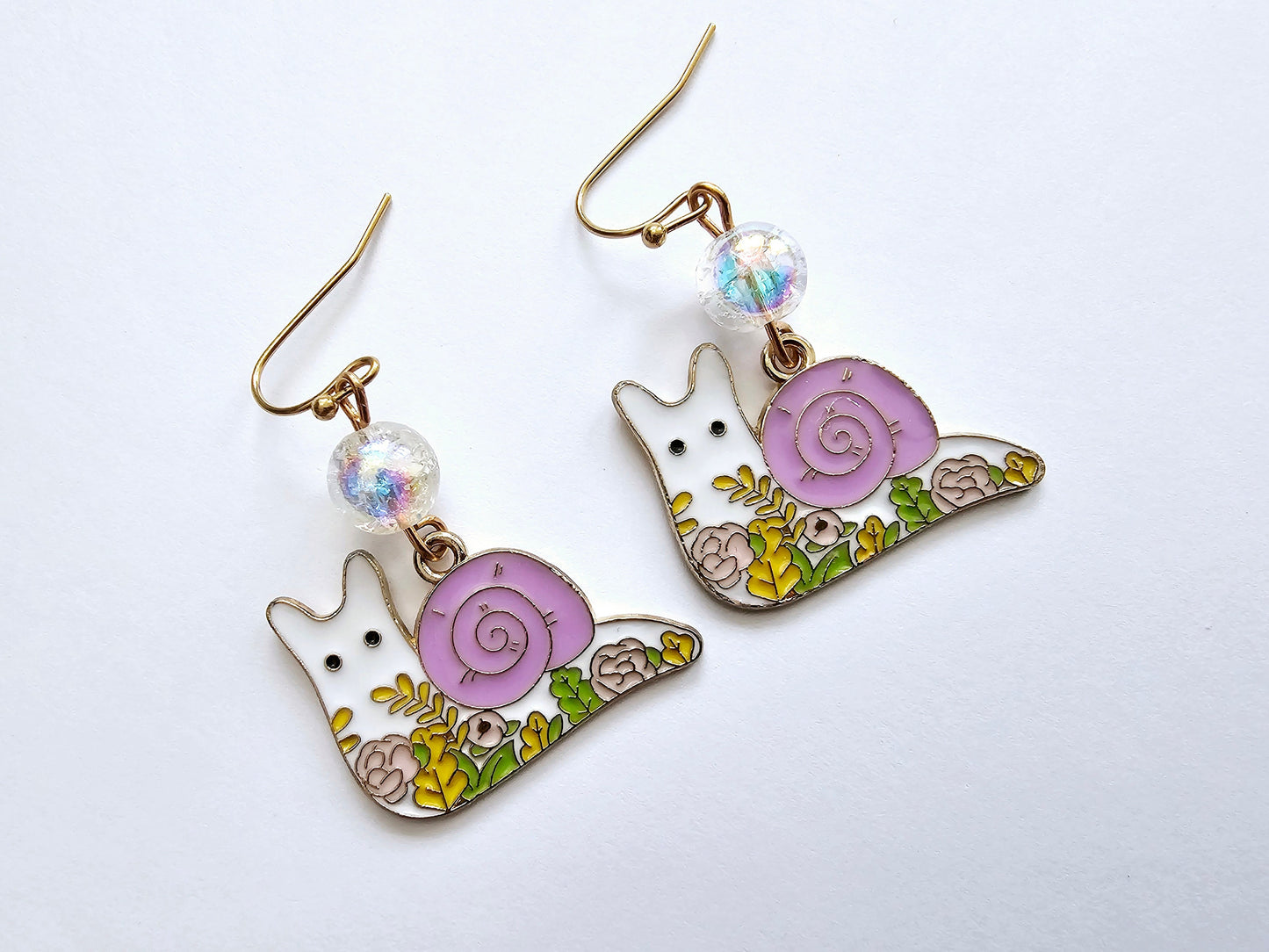 Snail Earrings - Hypoallergenic Handmade Snail Gifts - Bug Earrings - Garden Life Flower Earrings