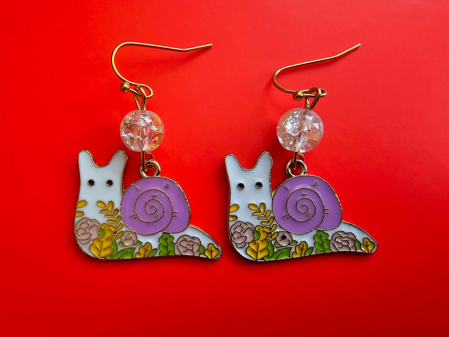 Snail Earrings - Hypoallergenic Handmade Snail Gifts - Bug Earrings - Garden Life Flower Earrings