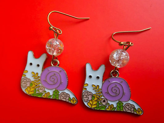 Snail Earrings - Hypoallergenic Handmade Snail Gifts - Bug Earrings - Garden Life Flower Earrings