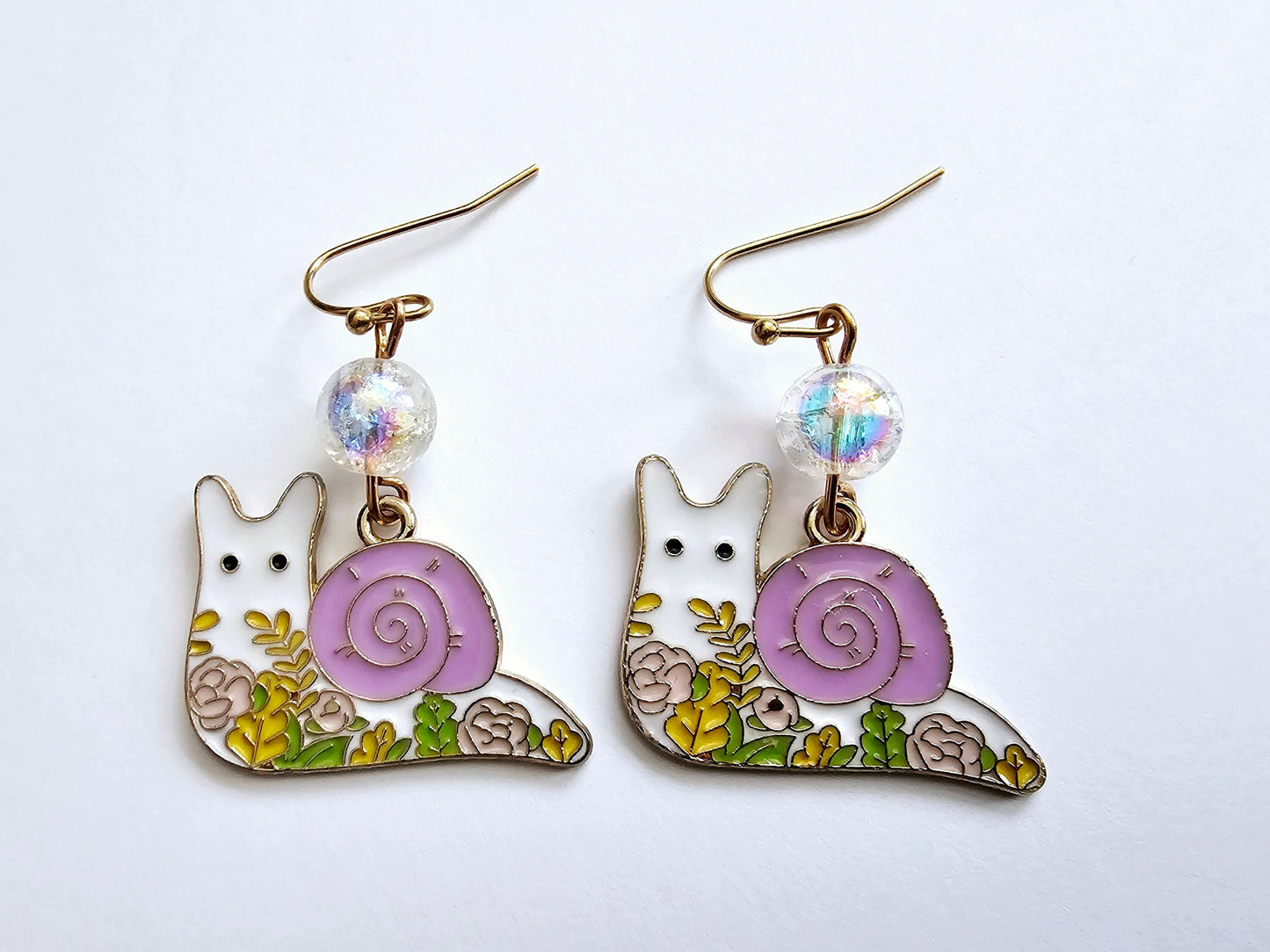 Snail Earrings - Hypoallergenic Handmade Snail Gifts - Bug Earrings - Garden Life Flower Earrings